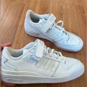 All white adidas superstars